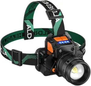 Headlamp Strong Light Rechargeable Head-Mounted Outdoor Flashlight Night Fishing Long Life LED Miner's Lamp Headlamp (Color : Yellow Light)