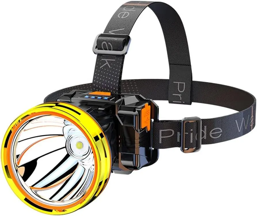 Headlamp Strong Light Rechargeable Head-Mounted Outdoor Flashlight Night Fishing Long Life LED Miner's Lamp Headlamp (Color : Yellow Light)