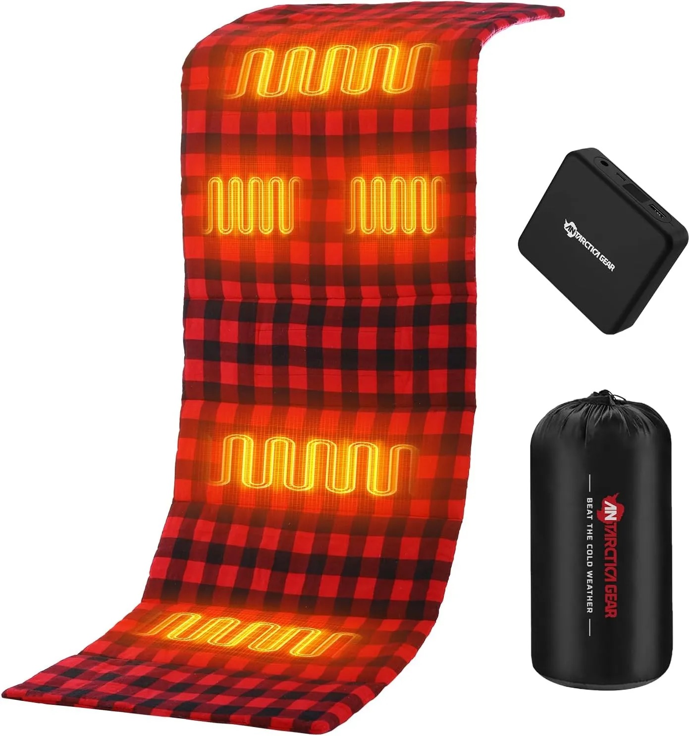 Heated Sleeping Bag Liner, 5 Heated Zones with 16000mAh 12V Battery Heated Pad, Electirc Sleeping Bag Heater for Cold Weather Camping Backpacking or Hiking