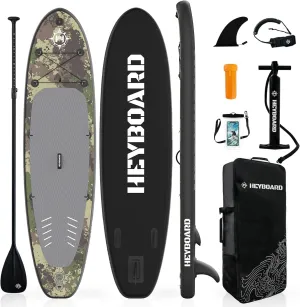 HEYBOARD Inflatable Stand Up Paddle Board 10'6"×32"×6" Standup Paddleboard with Premium SUP Accessories & Backpack, Non-Slip Deck, Waterproof Bag, Leash, Paddle, Hand Pump