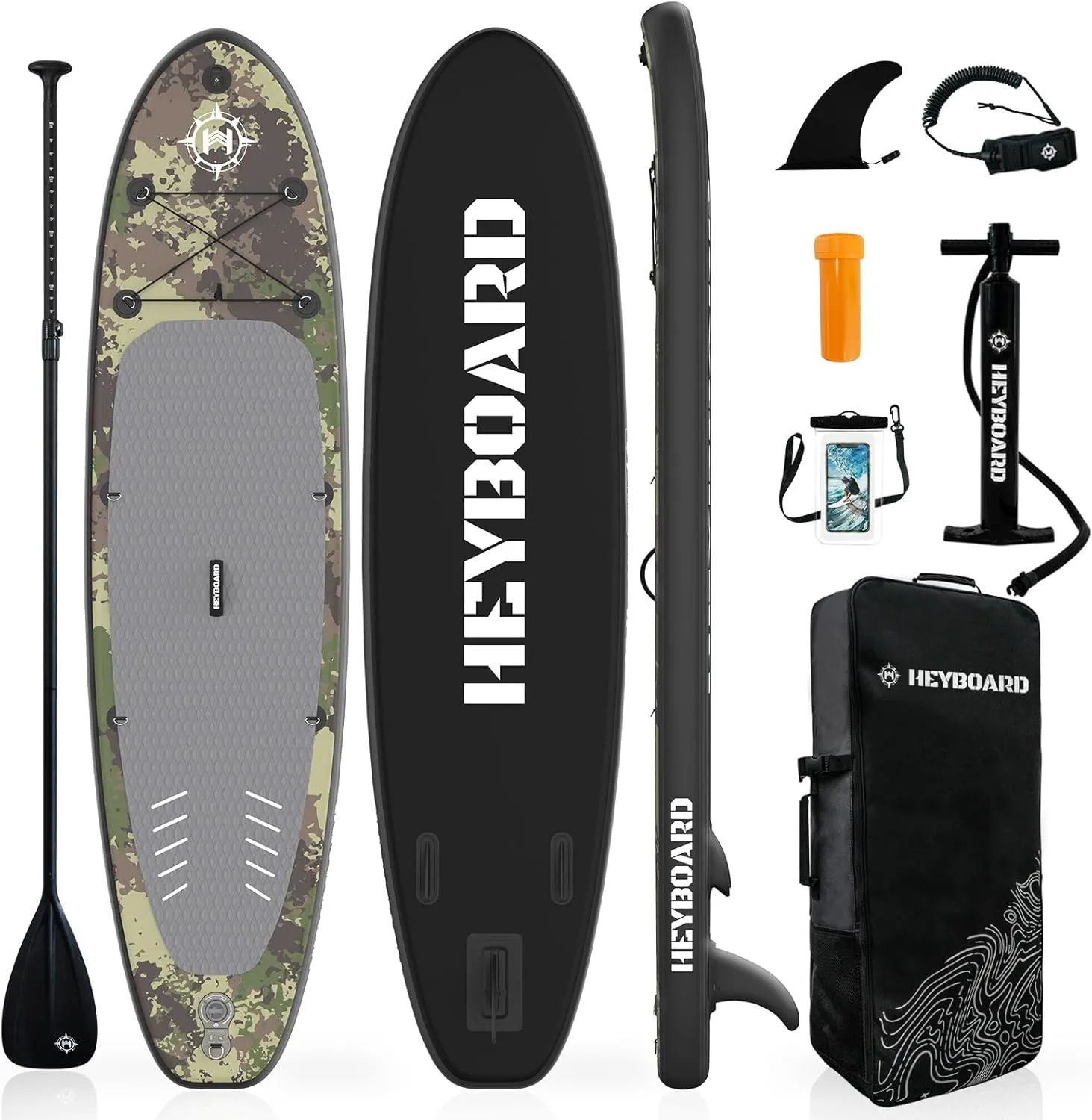 HEYBOARD Inflatable Stand Up Paddle Board 10'6"×32"×6" Standup Paddleboard with Premium SUP Accessories & Backpack, Non-Slip Deck, Waterproof Bag, Leash, Paddle, Hand Pump
