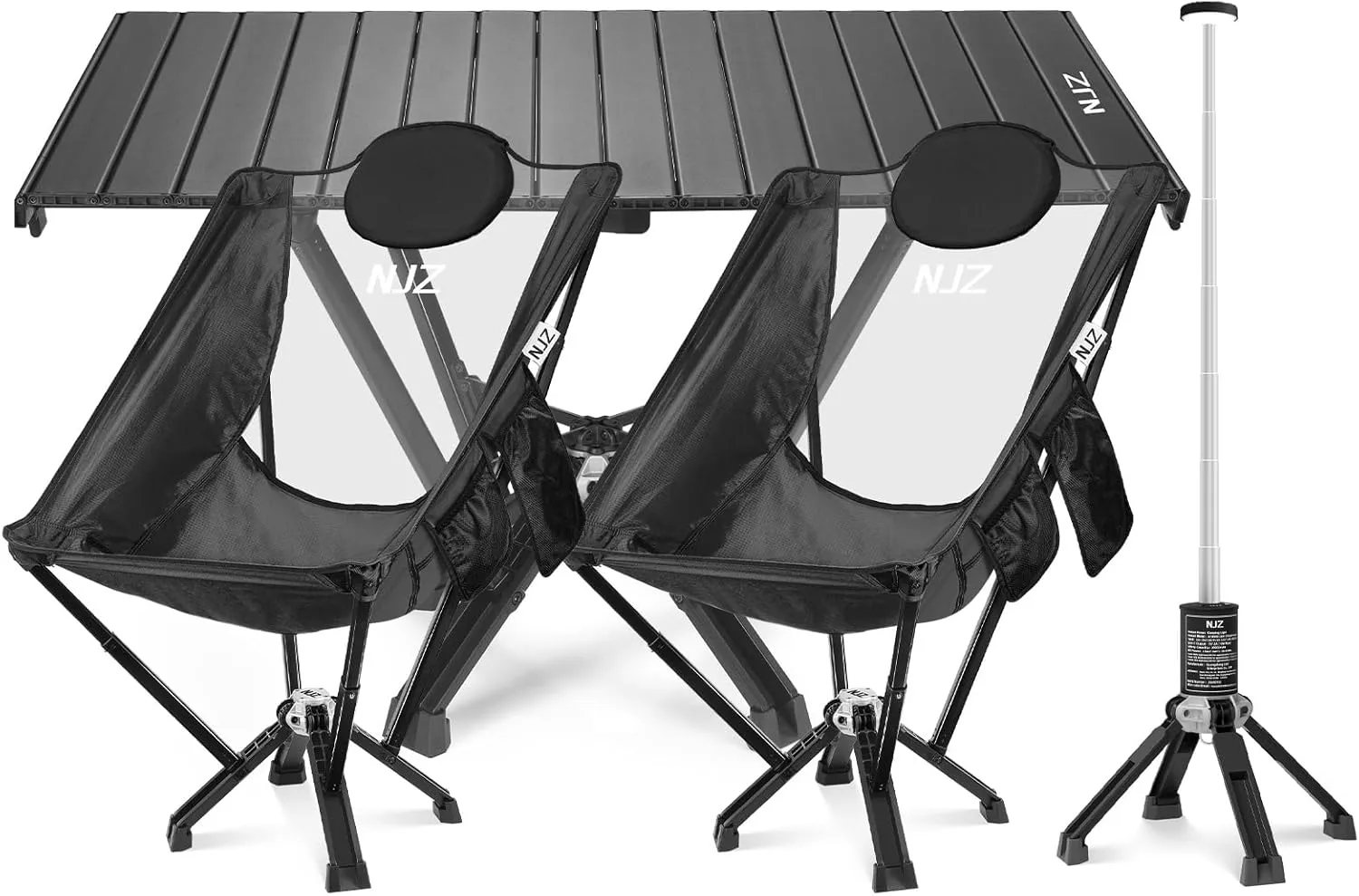 High Back Folding Chairs, Folding Camping Table, Telescopic Camping Light with Carry Bag [Bundle Sale: 4 Packs]