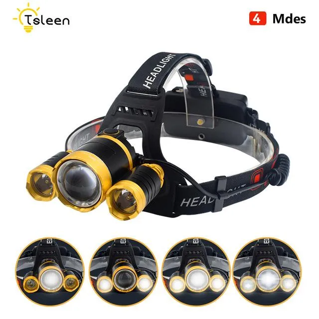 High Bright LED Headlamp Headlight XML T6 LED Head Lamp Lighting Flashlight Torch Camping Lantern  2*18650 Rechargeable battery
