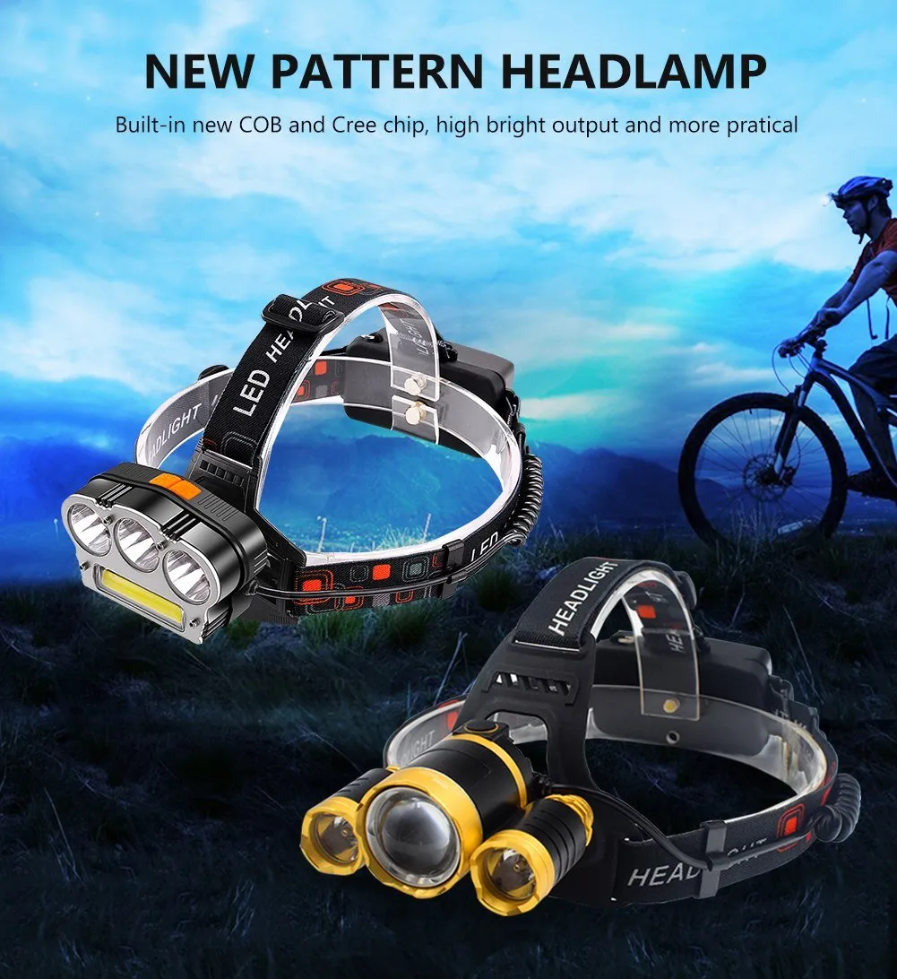 High Bright LED Headlamp Headlight XML T6 LED Head Lamp Lighting Flashlight Torch Camping Lantern  2*18650 Rechargeable battery