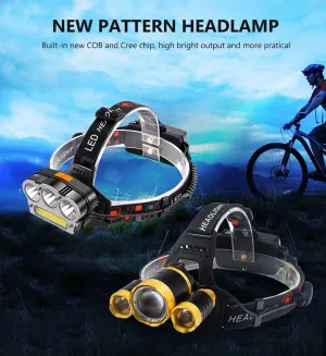 High Bright LED Headlamp Headlight XML T6 LED Head Lamp Lighting Flashlight Torch Camping Lantern  2*18650 Rechargeable battery