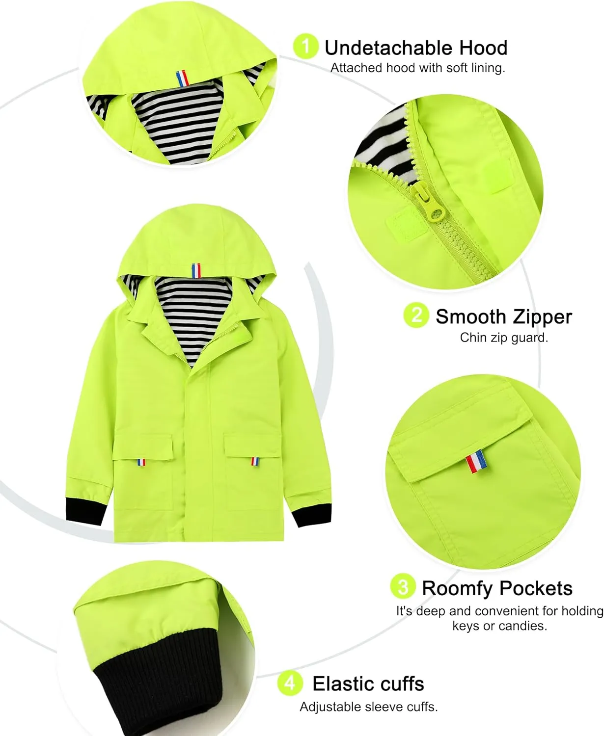 Hiheart Boys Girls Waterproof Hooded Jackets Cotton Lined Rain Jackets