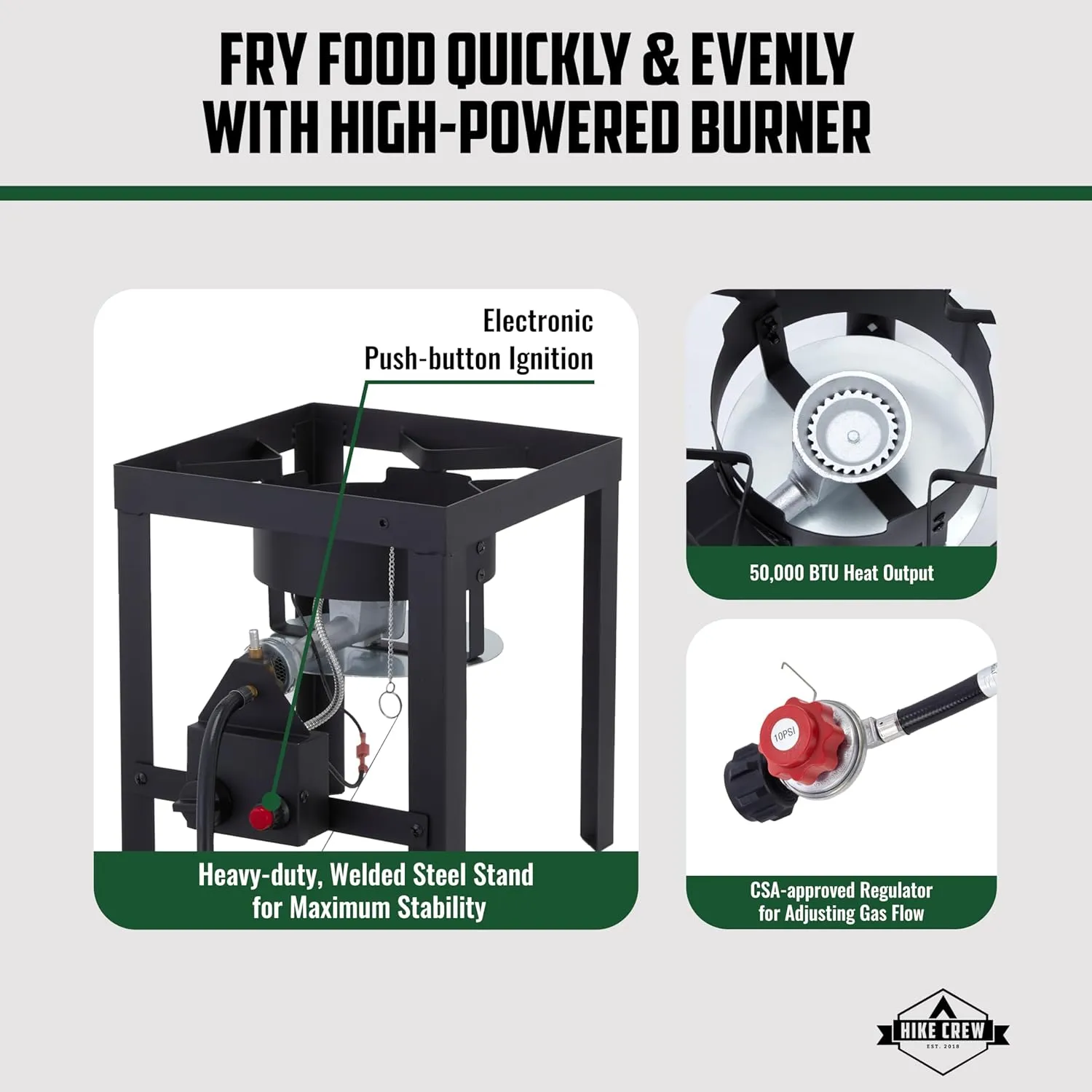 Hike Crew 50,000 BTU Outdoor Propane Turkey Fryer Kit with Timer and Igniter and Stainless-steel funnel – Complete Kit Includes 30qt and 10qt pots ant strainer baskets , 12-Inch and 5-inch