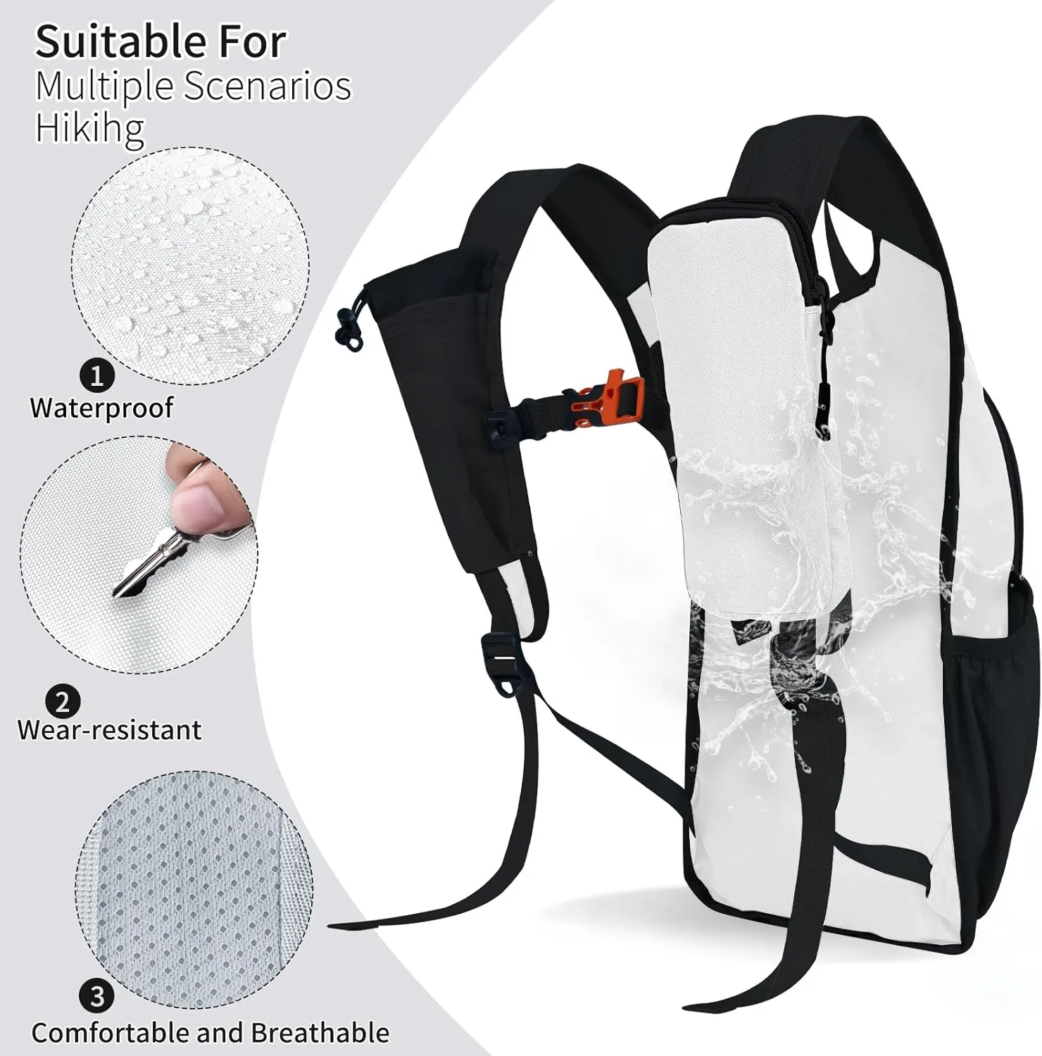 Hiking Backpack 10L/15L Small Daypack Lightweight Packable Travel Foldable Water Resistan for Women Men (White, 15L)