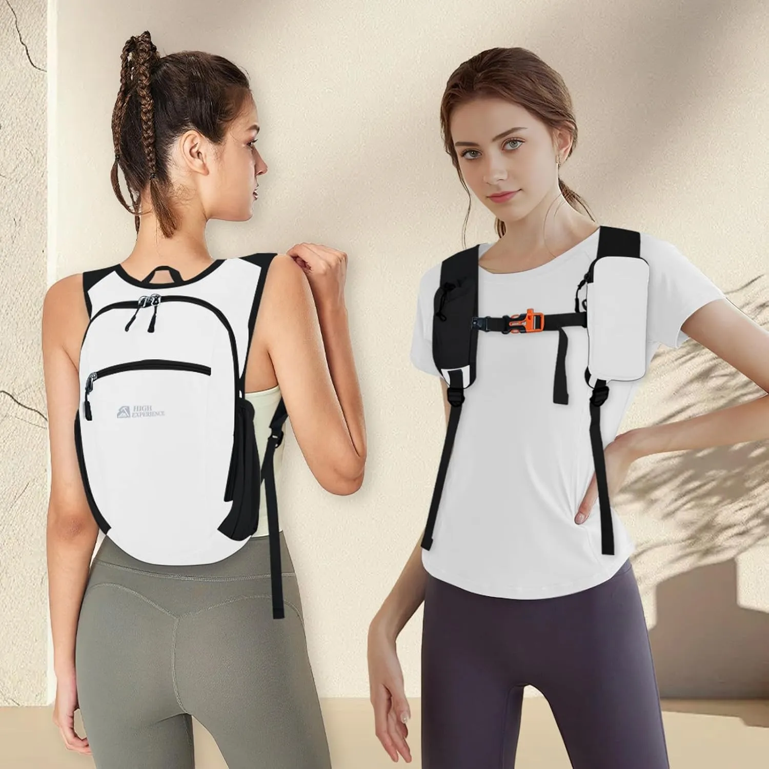 Hiking Backpack 10L/15L Small Daypack Lightweight Packable Travel Foldable Water Resistan for Women Men (White, 15L)