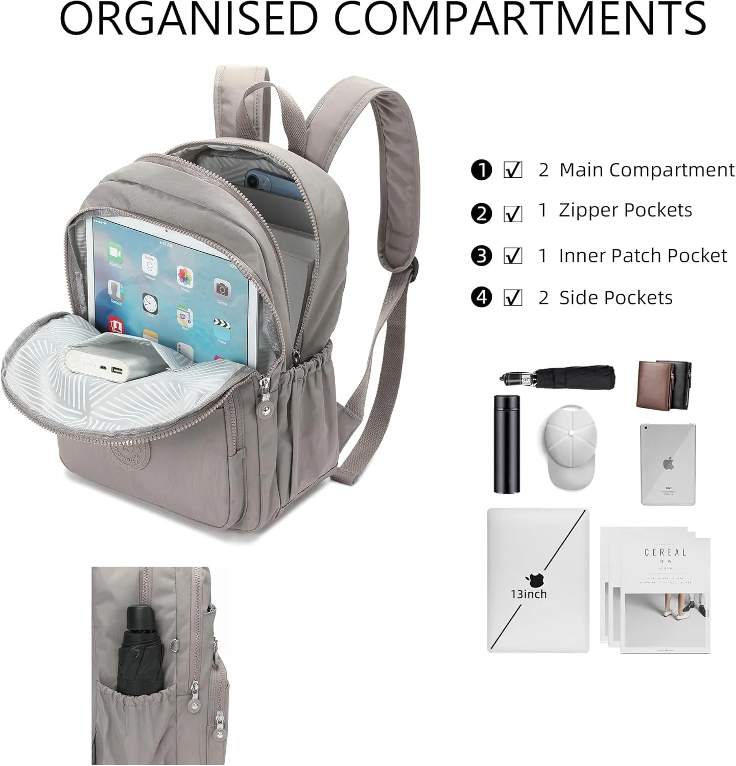 Hiking Waterproof 13" Laptop Backpack Purse for Women and Men,Travel Backpack