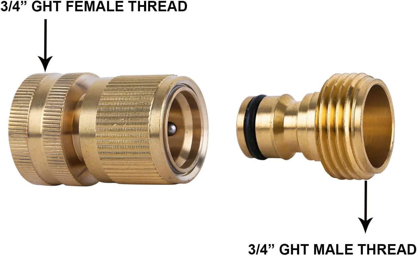 HQMPC Garden Hose Quick Connect Solid Brass Quick Connector Garden Hose Fitting Water Hose Connectors 3/4 inch GHT (3 SETS)