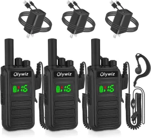 HTD 825 Long Range Two Way Radio - Waterproof Rechargeable Walkie Talkies- Premium Communication Devices with VOX Function 3 Pack for Outdoor Adventures Camping Cruises for Adults