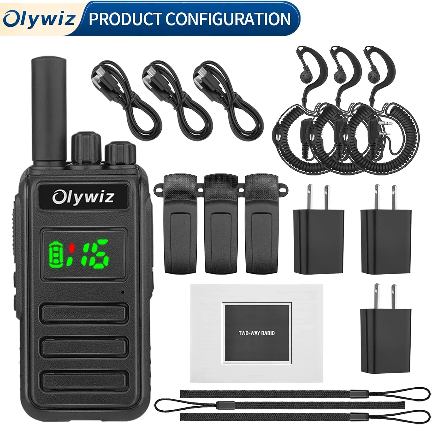 HTD 825 Long Range Two Way Radio - Waterproof Rechargeable Walkie Talkies- Premium Communication Devices with VOX Function 3 Pack for Outdoor Adventures Camping Cruises for Adults