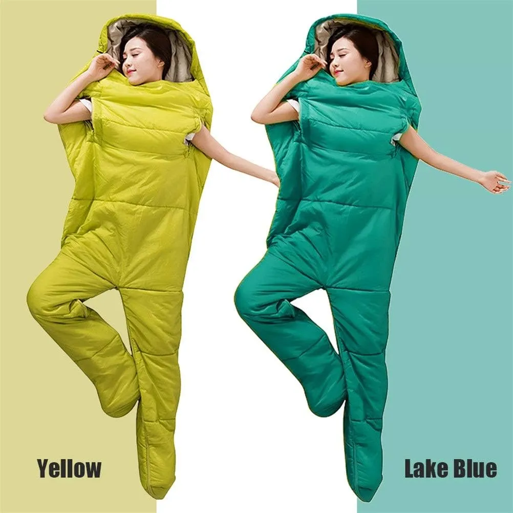 Humanoid Single Sleeping Bag Outdoor Camping Sleeping Bag Backpacking Travel Hiking Lazy Bag with Zippered Holes for Arms
