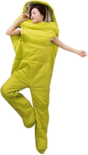 Humanoid Single Sleeping Bag Outdoor Camping Sleeping Bag Backpacking Travel Hiking Lazy Bag with Zippered Holes for Arms