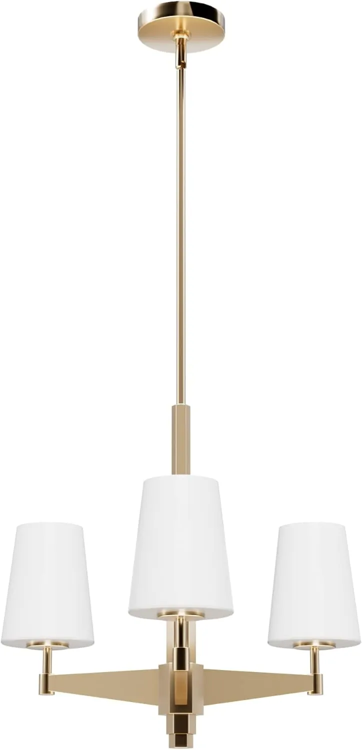 Hunter - Nolita 3-light Alturas Gold, Medium Size Chandelier, Dimmable, Modern Style, Candle Shaped, for Bedrooms, Kitchens, Dining, Living Rooms - 19878