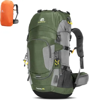HXBER 60L Waterproof Hiking Backpack Camping Mountain Climbing Cycle Backpack Outdoor Sport Bag with Rain Cover