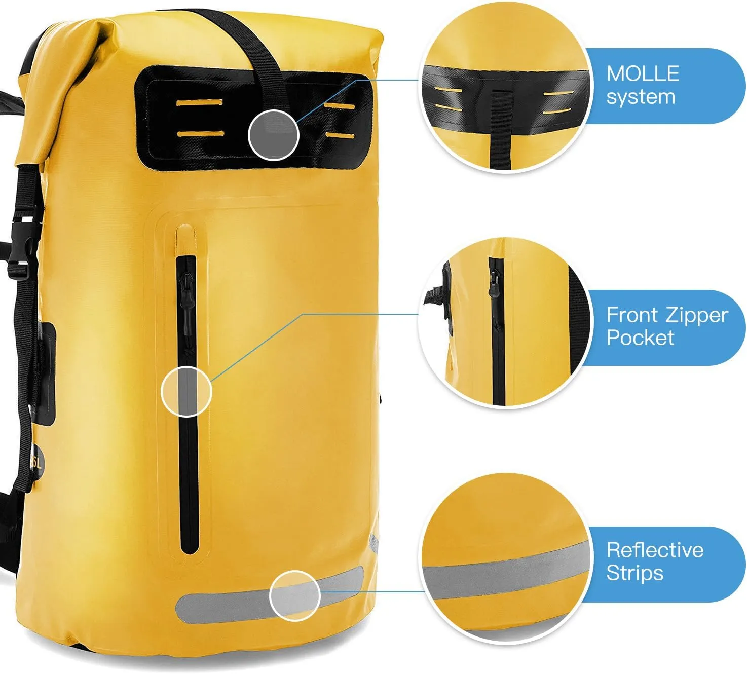 HXBER Waterproof Backpack Heavy Duty Roll-Top Dry Bag for Kayaking Rafting Boating
