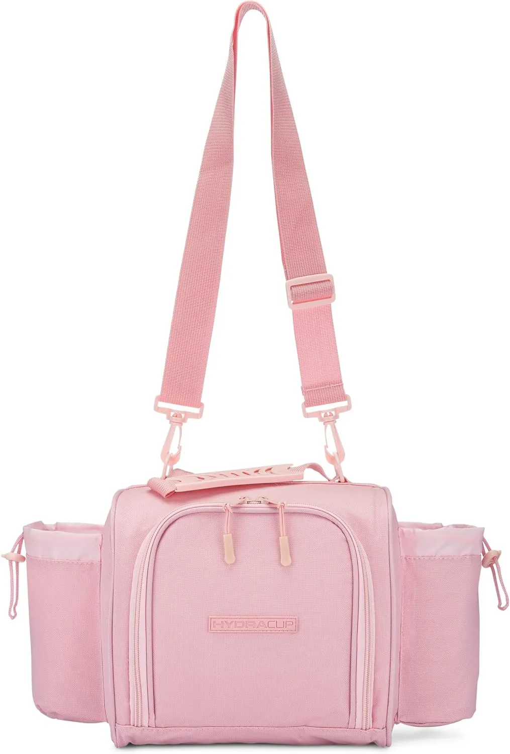 Hydra Cup Insulated Lunch Bag with Containers - Meal Prep Bag Included, Ice Packs, Shaker Bottle, Protein Funnels & Luggage Strap, Travel Meal Bag, Pink