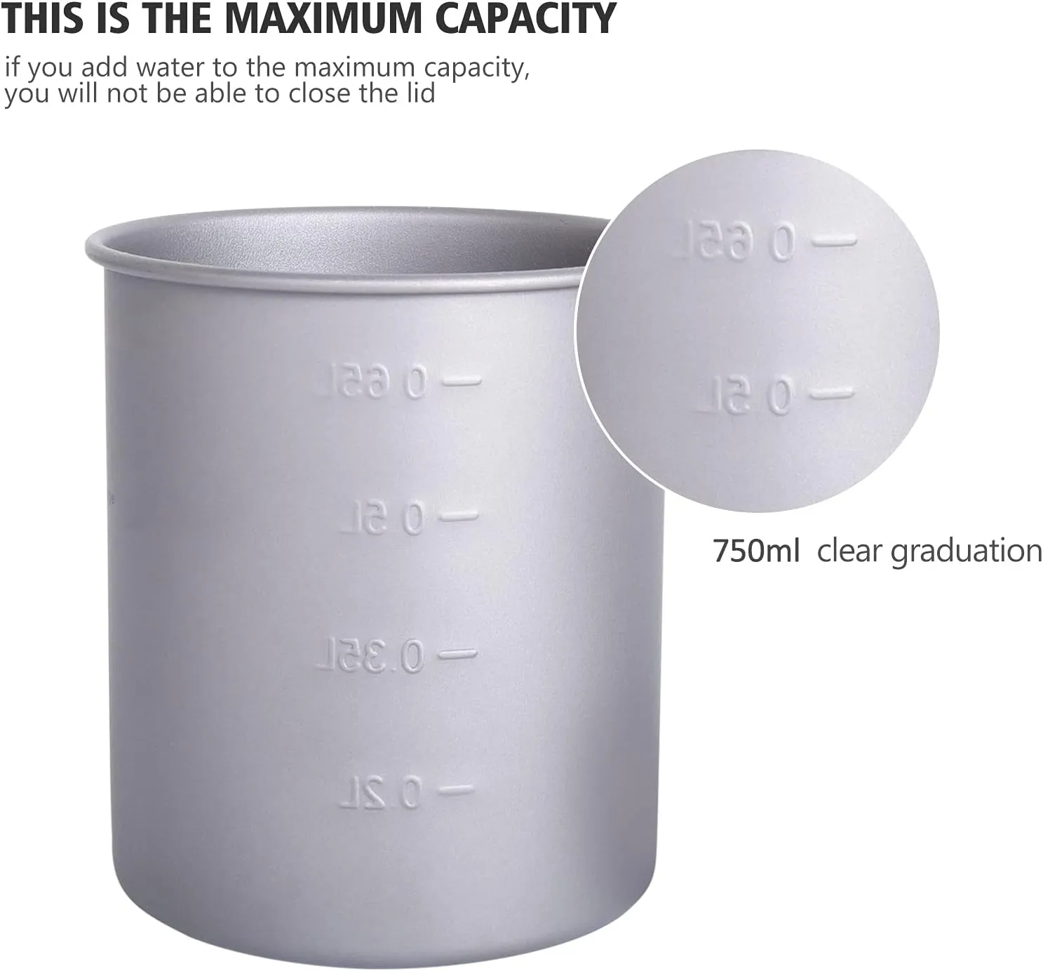 iBasingo 750ml Titanium Pot Camping Mug with Lid Tea Outdoor Ultra-light Coffee Water Cup Portable Hiking Backpacking Cooking Kit Picnic Cooking Kit with Foldable Handle Ti3037D