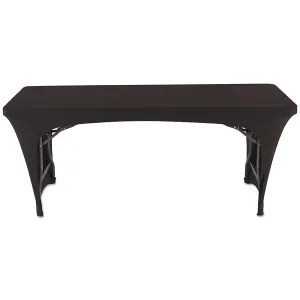 Iceberg iGear Stretch Fabric Open-Sided Table Cover, Fits 6' Table, Polyester/Spandex, Black, 30" W x 72" L