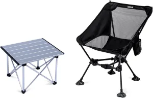 iClimb 1 Folding Table and 1 Anti-Sinking Chair Bundle, Ultralight Compact for Adults Outdoor Camping Backpacking Hiking Beach Concert