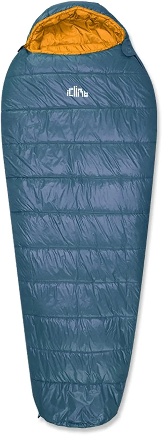 iClimb 3M Thinsulate Insulation Mummy Sleeping Bag with Compression Sack Ultralight Compact Warm Washable for Adults Indoor Outdoor Backpacking Camping Hiking