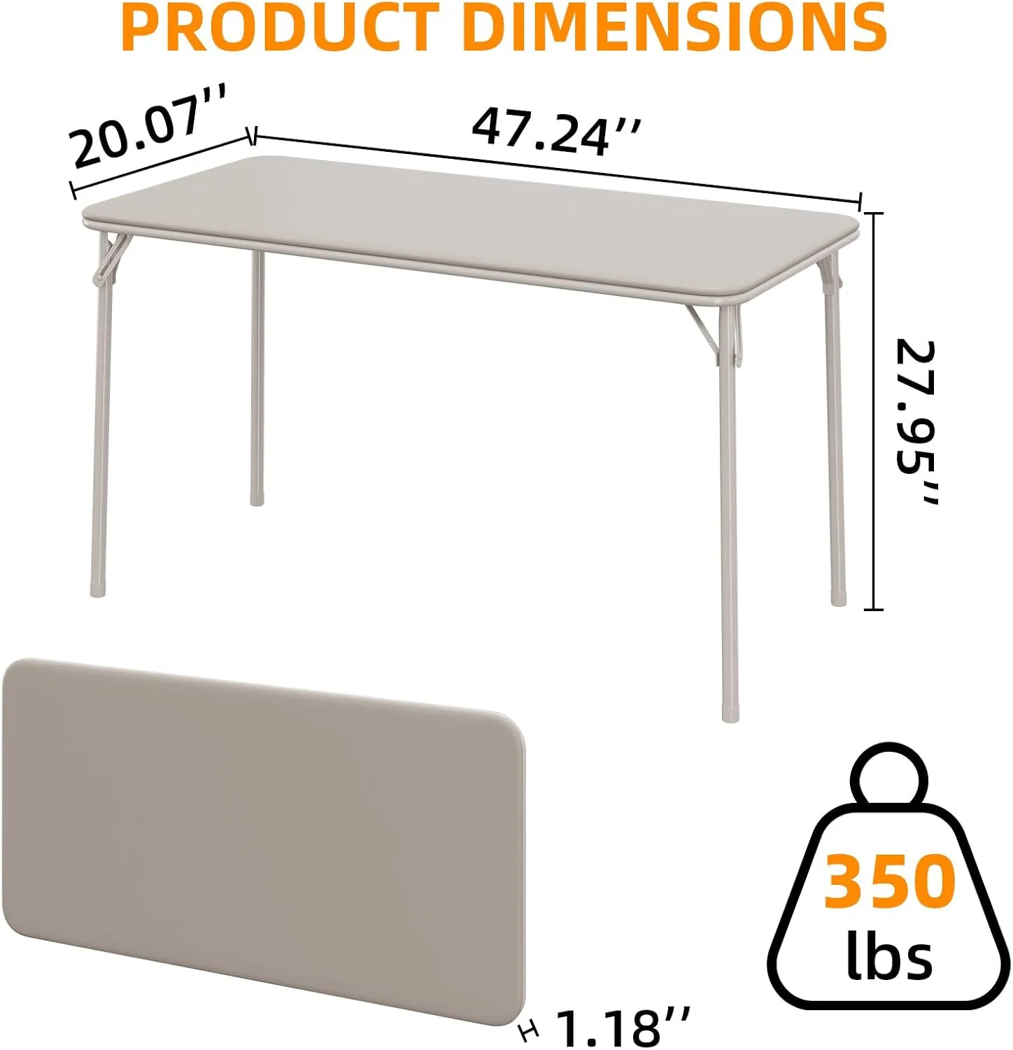 IDEALHOUSE Protable Folding Table and Chairs, 5 Piece Folding Card Table and Chairs Set, Foldable PU Upholstered Table and Chairs Set of 5, for Dining Room, Living Room, Office, Camping, Beige