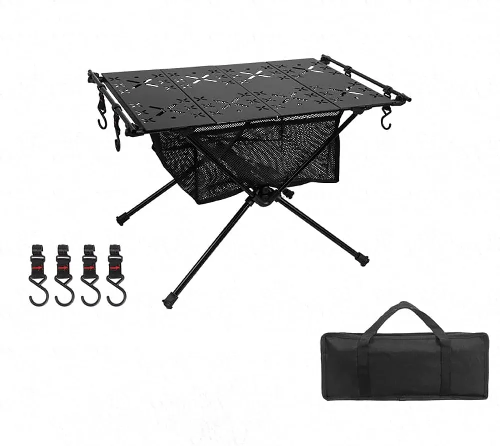 IGT Table Portable Aluminum Alloy Folding Table Multifunction Ultralight Barbecue Camping Table Hiking Roll-Up Desk with Storage Bag for BBQ Picnic Hiking Riding