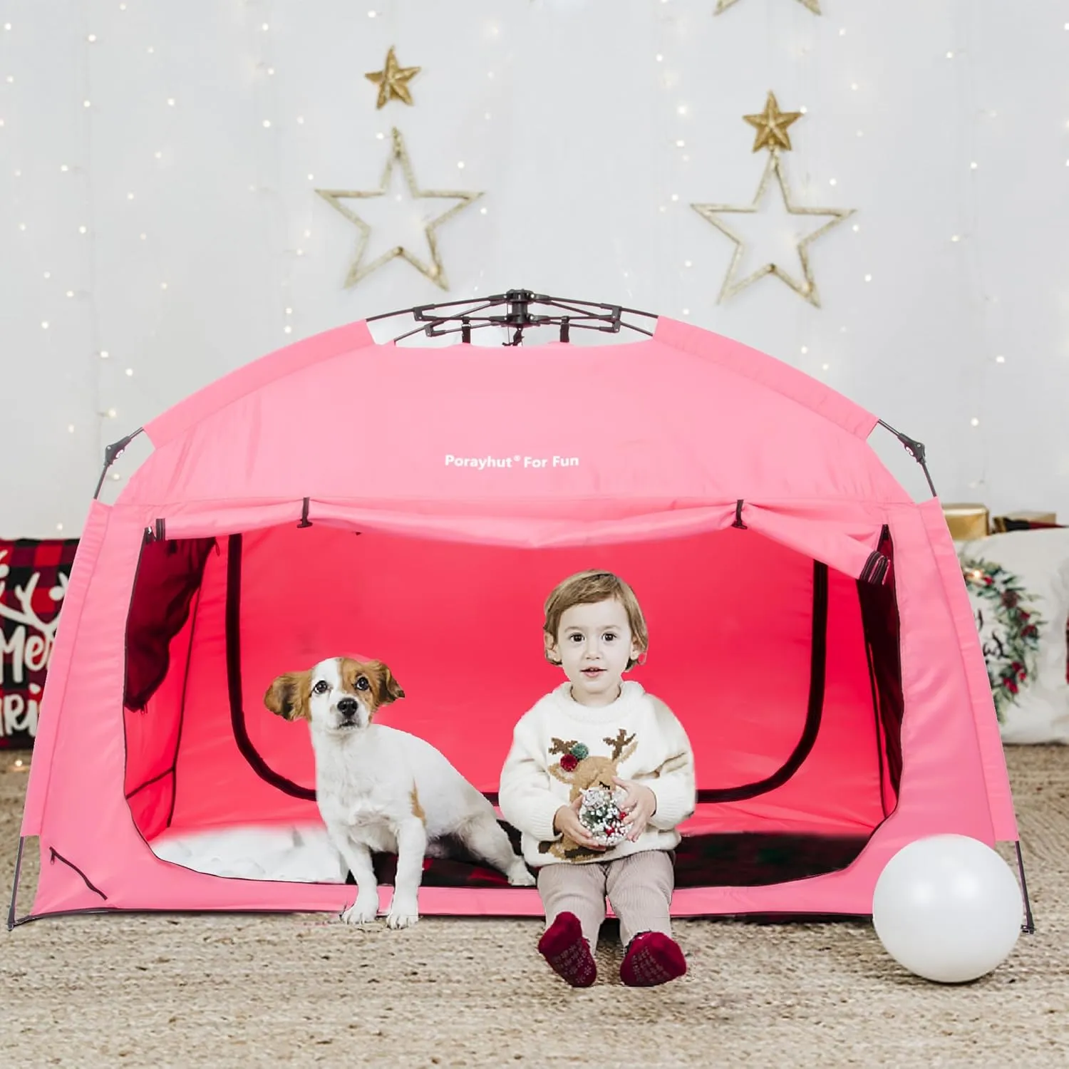 Indoor Instant Privacy Bed Tent for Sleeping,Quick Set-up Bed Canopies,Portable Bed Drapes with Large Space and 3 Doors (Pink, Twin)