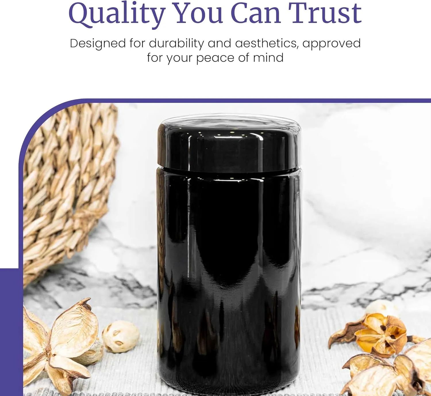 Infinity Jars Tall Screw Top Black Glass Jar 200 Ml (6.7 fl oz) Ultraviolet Airtight Smell Proof Refillable Container for Long Term Storage Coffee Tea Dried Goods Kitchen Pack 3