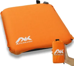 Inflatable Seat Cushion for Airplane Travel Camping Hiking, Comfortable Memory Foam Seat Cushion for Stadium Seat Bleacher, Sports Music Events, Car Truck Driver (1, Orange)