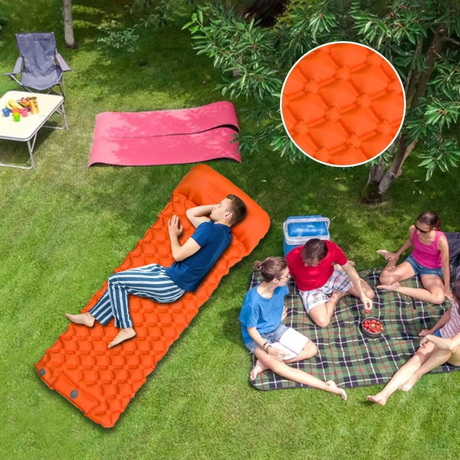 Inflatable Sleeping Pad | Camping Mat Mattress - Camping Pads, Portable Mattres for Camping Backpacking Hiking Tent Trap Traveling Single Person