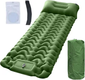 ing Sleeping Pad,Outdoor Sleeping ing Mattress with Pillow - Foldable Portable Sleep Mat with Built-in Foot Pump Compact Gear for Travel Fishing Hiking
