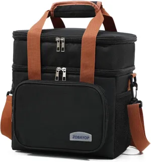Inslulated Lunch Bag Box for Adults Men Women Resuable Large for Working Camping Travel Picnic Black