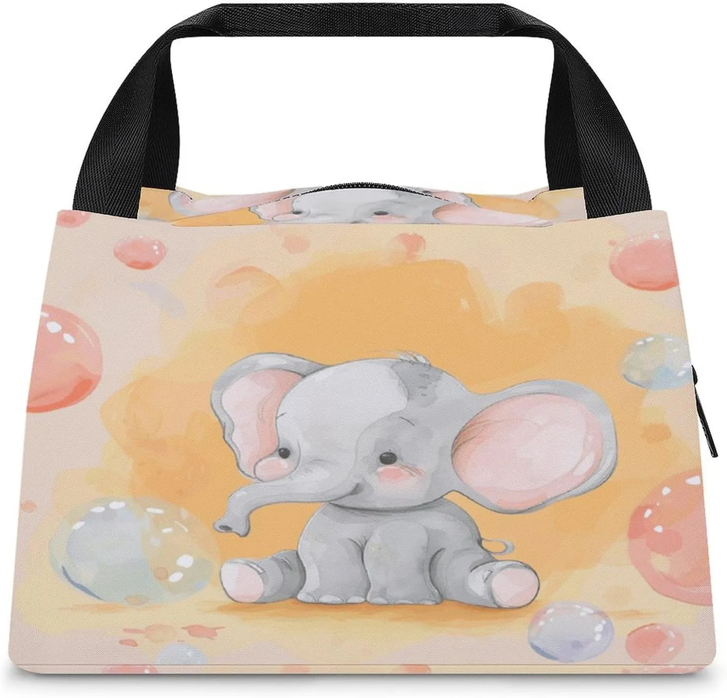 Insulated Bag Handbag,Elephant on The Ground Print Portable Thermal Bag,wear-resistant Insulation Bag,outdoor Insulation Bag