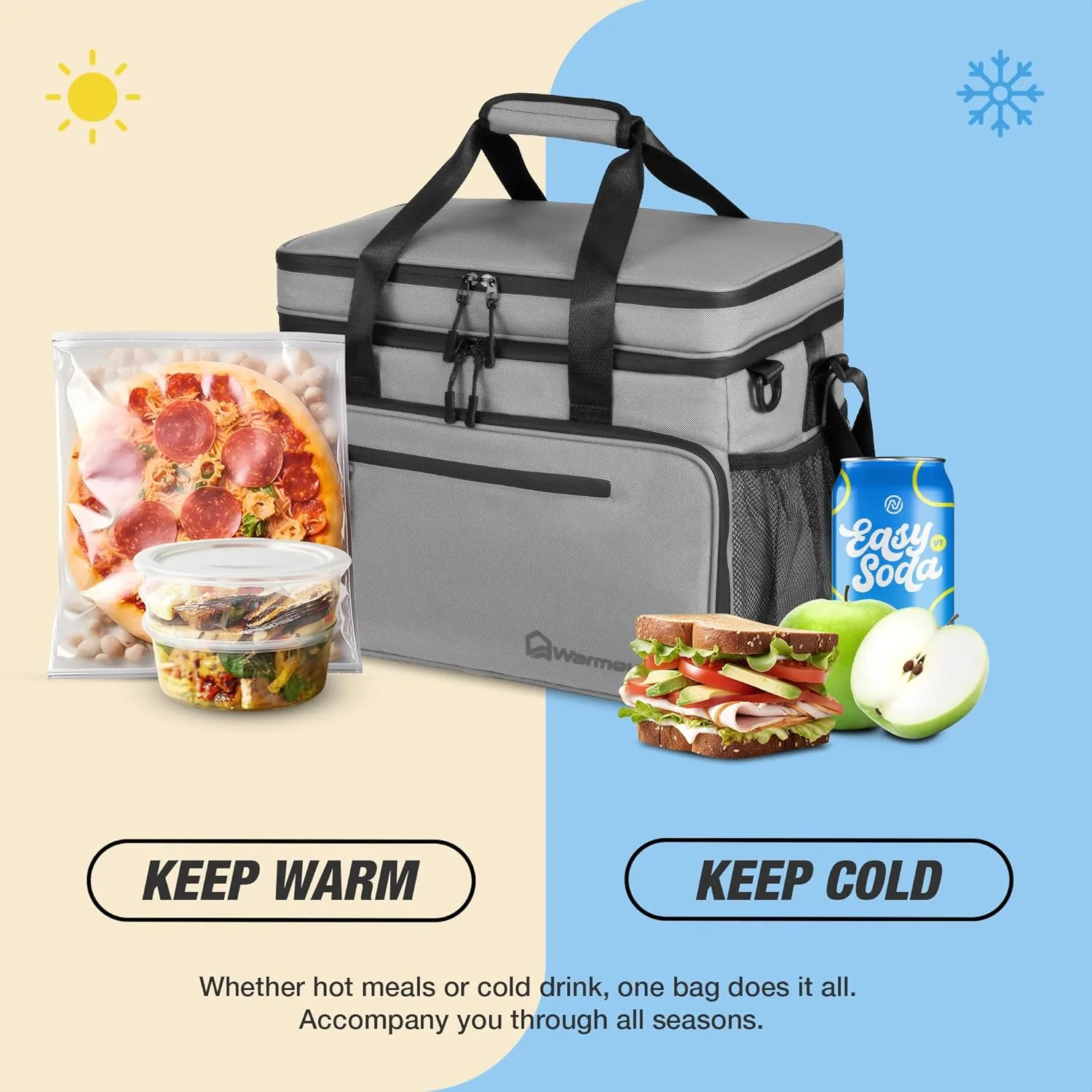 Insulated Cooler Bag 48/75 Cans, Soft Sided Portable Lunch Bag Coolers w/Zippered Top, Leak Proof PVC Interlayer, 5-Layer Insulation Large Ice Chest Bag for Travel, Camping, Beach, Picnic