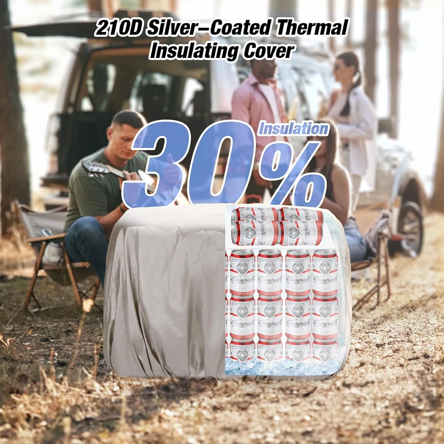 Insulated Cooler Bag 48/75 Cans, Soft Sided Portable Lunch Bag Coolers w/Zippered Top, Leak Proof PVC Interlayer, 5-Layer Insulation Large Ice Chest Bag for Travel, Camping, Beach, Picnic