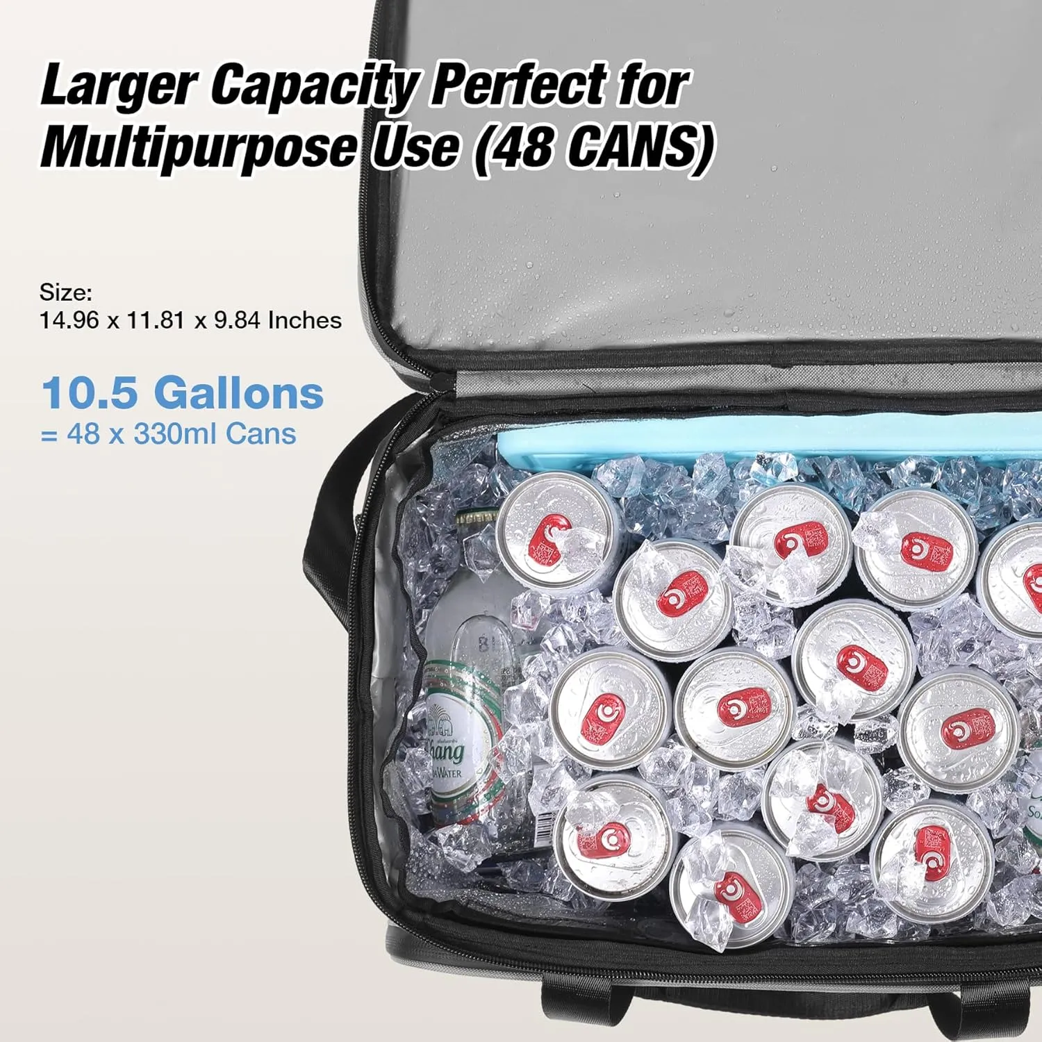 Insulated Cooler Bag 48/75 Cans, Soft Sided Portable Lunch Bag Coolers w/Zippered Top, Leak Proof PVC Interlayer, 5-Layer Insulation Large Ice Chest Bag for Travel, Camping, Beach, Picnic