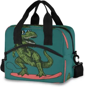 Insulated Cooler Lunch Bag Skateboard Dinosaur Lunch Box for Office Work Picnic Hiking Beach Organizer with Adjustable Shoulder Strap