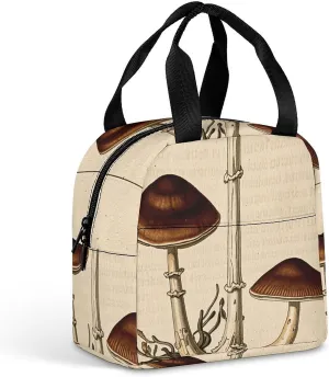 Insulated Lunch Bag Vintage Fungus Plant Illustrations Cooler Bag for Women Men Reusable Leakproof Lunch Box Adult Large Tote Bag Meal Prep Containers for Office Work Picnic Beach