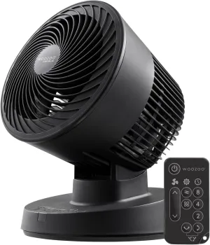 IRIS USA WOOZOO Air Circulator Fan with Remote, Oscillating, 3 Speeds, 56ft Max Air Distance, Adjustable Tilt, Quiet Motor, Small Fan for Bedroom, Office, Dorm, Black