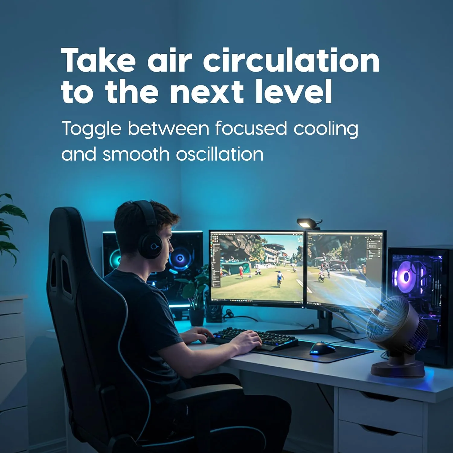 IRIS USA WOOZOO Air Circulator Fan with Remote, Oscillating, 3 Speeds, 56ft Max Air Distance, Adjustable Tilt, Quiet Motor, Small Fan for Bedroom, Office, Dorm, Black
