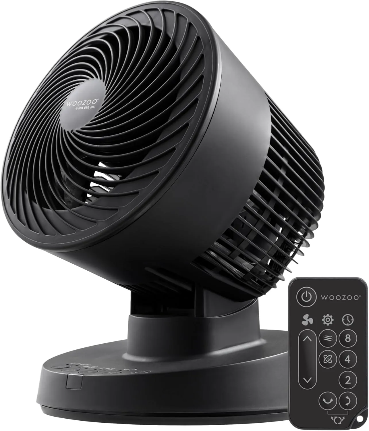 IRIS USA WOOZOO Air Circulator Fan with Remote, Oscillating, 3 Speeds, 56ft Max Air Distance, Adjustable Tilt, Quiet Motor, Small Fan for Bedroom, Office, Dorm, Black