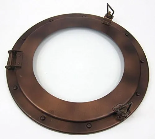 Iron Porthole Glass Window Diameter 15" W/Antique Finished - Nauctical Decoration
