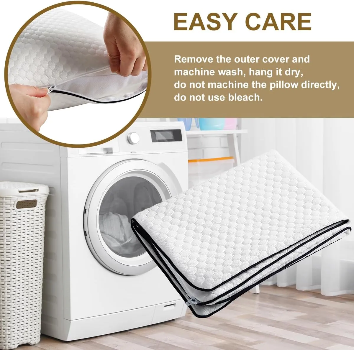 Ivellow Travel Pillow Cooling Camping Pillow for Sleeping Compressible Shredded Memory Foam Pillow Compact Firm Supportive Pillow for Adults Kids Outdoor Backpacking Hiking Essential Gear White L