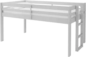 Jasper Twin Wood Junior Loft Bed - Dove Gray Low Profile Design with Ladder - Sturdy Pine Construction, Space-Saving Loft Bed for Kids' Bedroom or Guest Room (Mattress Not Included)