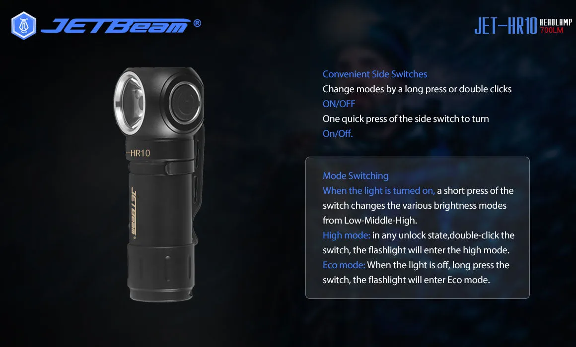 JETBEAM HR10 700Lm Rechargeable Headlamp