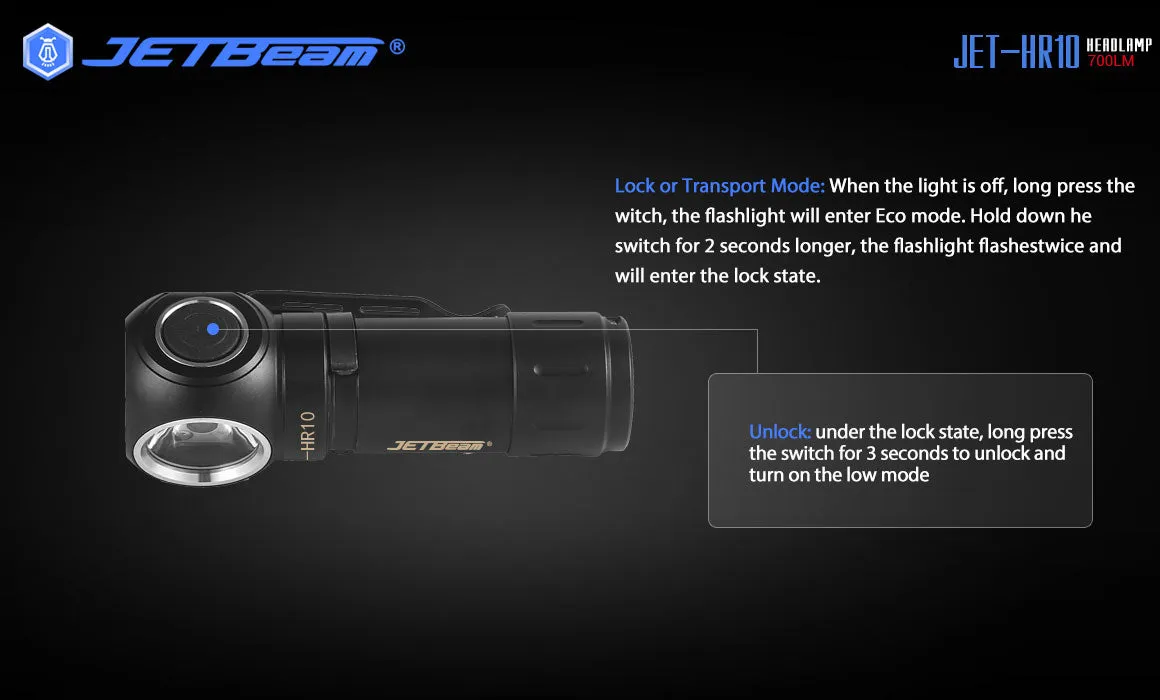JETBEAM HR10 700Lm Rechargeable Headlamp