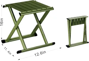 Jinsi Nan] 16 inch Folding Stool, Camping Footstool, Folding Camping Stool, Green Alloy Steel Frame, Suitable for Outdoor Activities Such as Camping and Fishing.